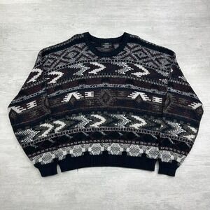 Vintage 90s Expressions Sweater Size XL Multicolor Grandpa Geometric Pull Over